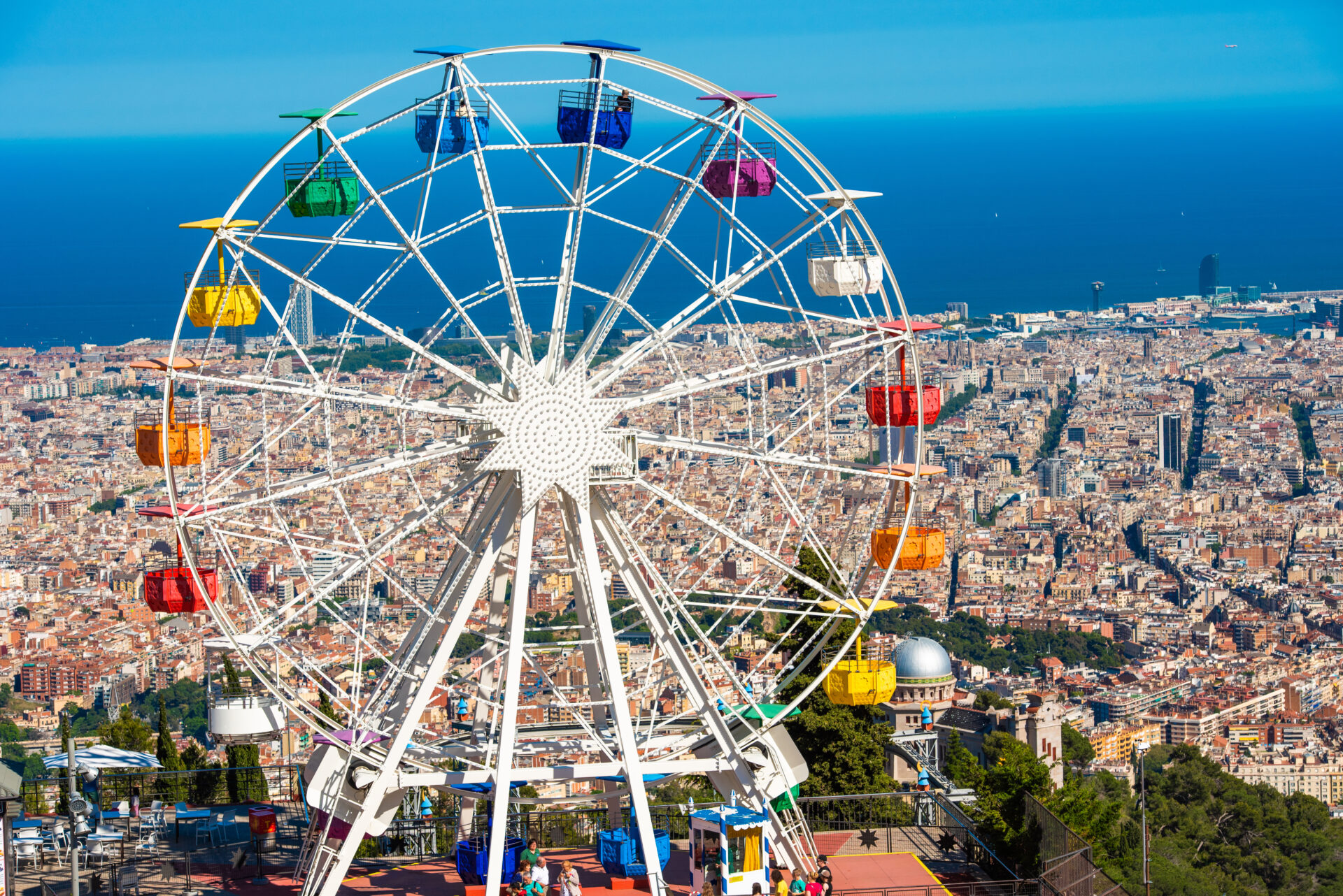 Ferris Wheel at Tibidabo Amusement Park, Barcelona, Catalonia, Spain.