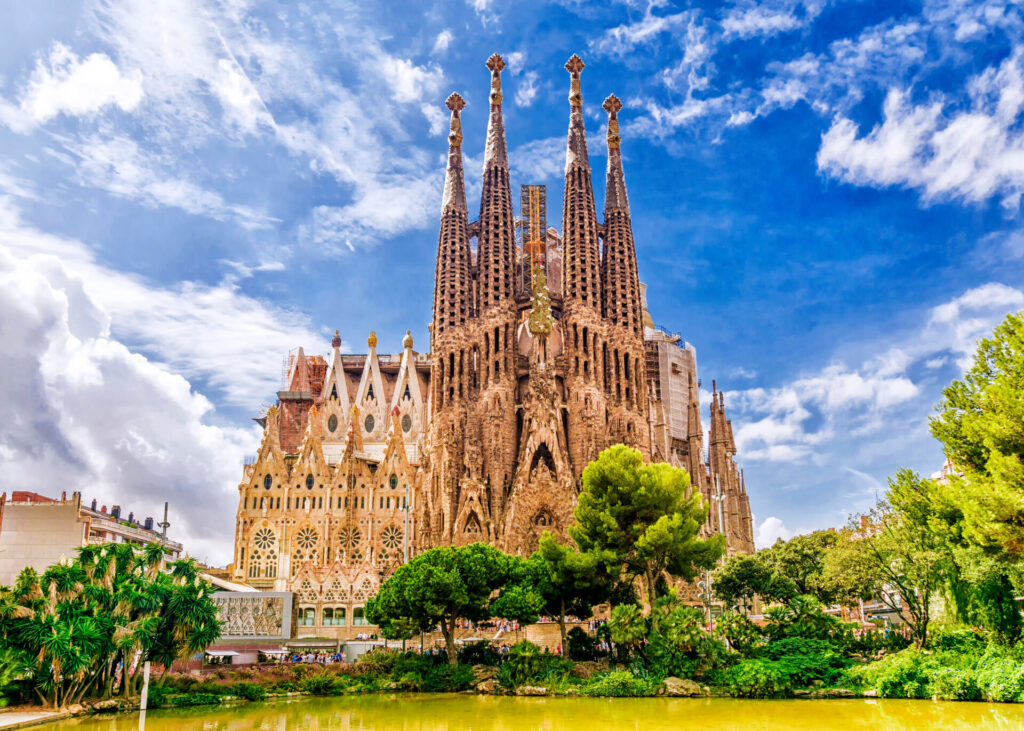 Sagrada Familia  in  Barcelona. Sagrada  - the most known the buildings created by Antoni Gaudi.