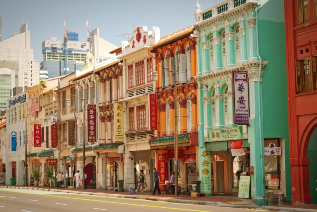 Colorful housing & shops in Singapore